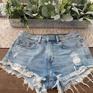 Frayed Hem Denim Shorts